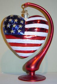 Heart Shaped American Flag Ornament & Holder 191//280