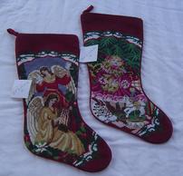 Set of 2 Sferra Needlepoint Christmas Stockings