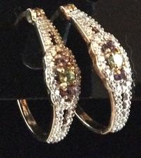 Diamond and Peridot U Hoop Earrings 202//227