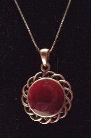 Red Jade Pendant in Sterling Silver 186//280