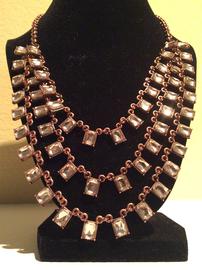 3 strand rectangular crystal necklace 202//270