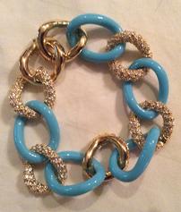 Turquoise and Goldtone Link Bracelet 202//237