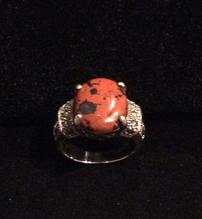 Jasper and Marcasite Ring - Size 7 202//219
