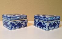 2 Blue Ceramic Boxes 202//130