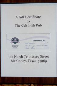  Gift Card to Celt Irish Pub 187//280