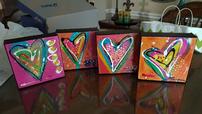 4 - 5x5" heart canvas paintings 202//114