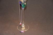 Silver Necklace & Earrings w/Maroon Pearl & Crystal Pendant 202//135
