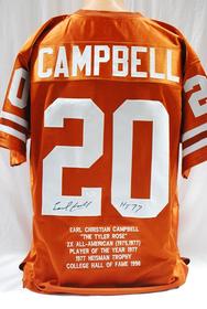 Earl Campbell Autographed UT Stat Jersey //280