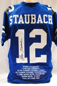 Roger Staubach Autographed Cowboys Stat Jersey //280