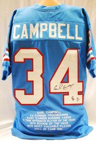 Earl Campbell Autographed Oilers Stat Jersey //280