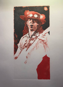 Stevie Ray Vaughan Monoprint and mixed media on paper 202//279