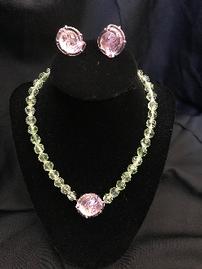 Mariquita Masterson necklace and Earrings in pink and green 202//269