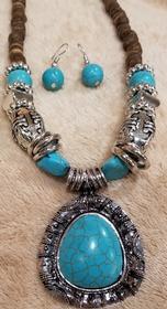 Blue Turquoise Fashion Necklace and Earrings 152//280