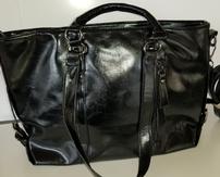 Black Leather Purse With Crossbody Strap 202//163