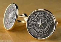 Texas Seal Antique Silver and Gold Cuff Links 202//139