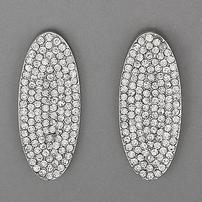 Rhodium Silver Crystal Oval Earrings 202//202