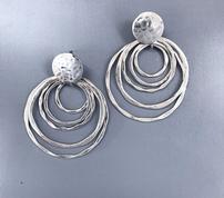Silver Hammered 5 Ring Earrings 202//178