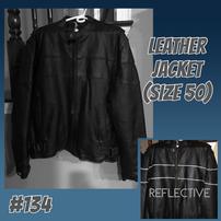 Men's Black Leather Motorcycle Jacket Size 50 //202
