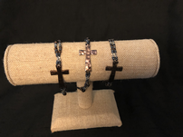Brown and black bead with bronze cross bracelet - Quantity 3 202//151